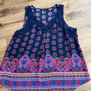 NWOT Navy and pink silky tank